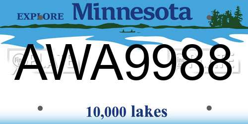 AWA9988 Minnesota License Plate