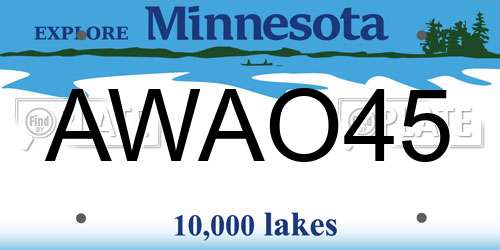 AWAO45 Minnesota License Plate