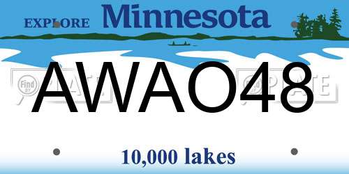 AWAO48 Minnesota License Plate