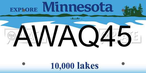 AWAQ45 Minnesota License Plate