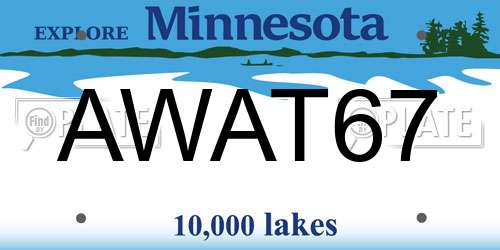 AWAT67 Minnesota License Plate