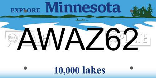 AWAZ62 Minnesota License Plate
