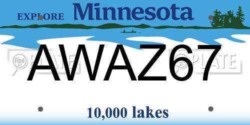 AWAZ67 Minnesota License Plate