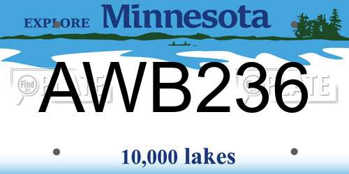 AWB236 Minnesota License Plate