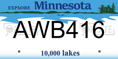 AWB416 Minnesota License Plate