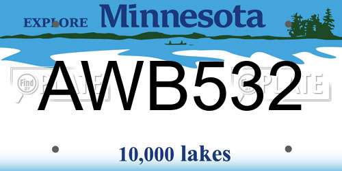AWB532 Minnesota License Plate