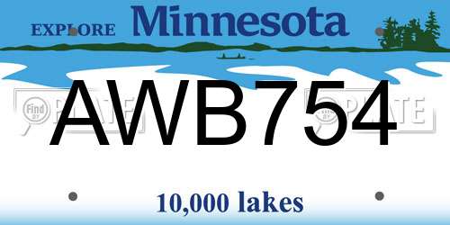 AWB754 Minnesota License Plate