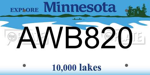 AWB820 Minnesota License Plate
