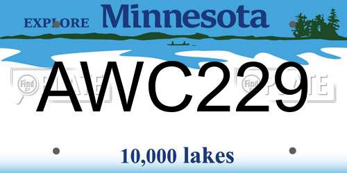 AWC229 Minnesota License Plate