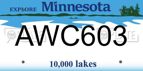 AWC603 Minnesota License Plate
