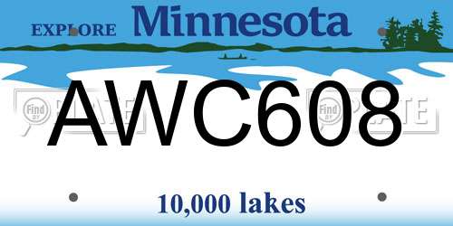 AWC608 Minnesota License Plate