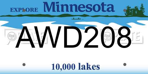 AWD208 Minnesota License Plate