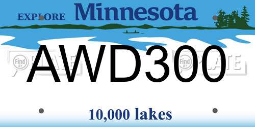 AWD300 Minnesota License Plate