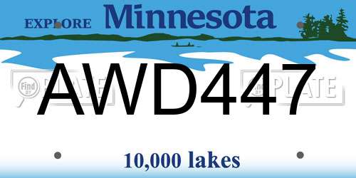AWD447 Minnesota License Plate