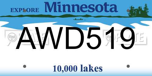 AWD519 Minnesota License Plate