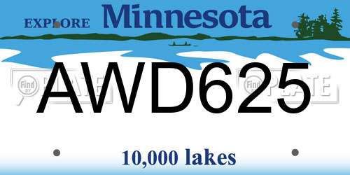 AWD625 Minnesota License Plate