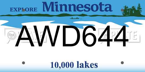 AWD644 Minnesota License Plate