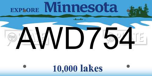 AWD754 Minnesota License Plate