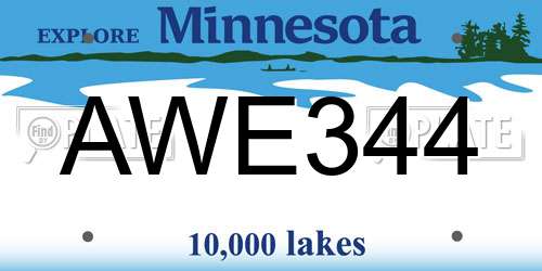 AWE344 Minnesota License Plate