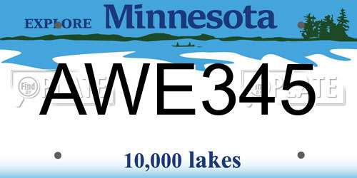 AWE345 Minnesota License Plate