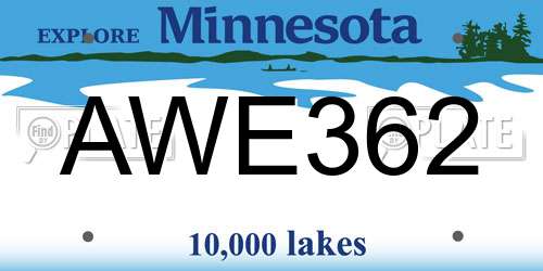 AWE362 Minnesota License Plate