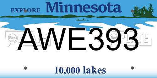 AWE393 Minnesota License Plate