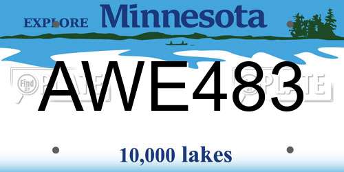 AWE483 Minnesota License Plate