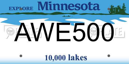 AWE500 Minnesota License Plate