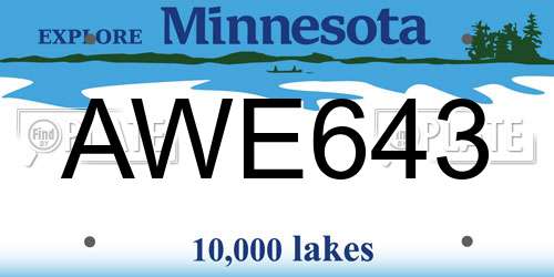 AWE643 Minnesota License Plate