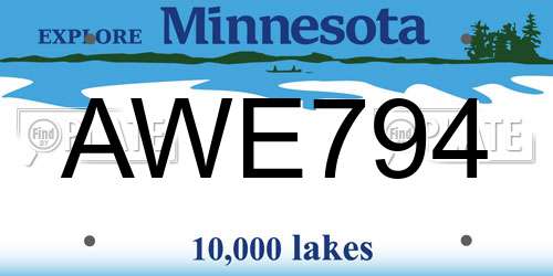 AWE794 Minnesota License Plate