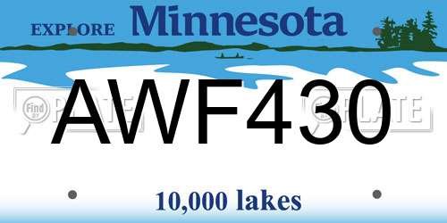 AWF430 Minnesota License Plate