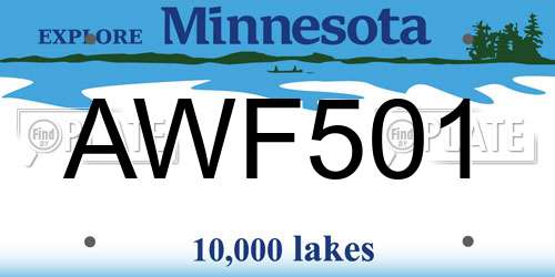 AWF501 Minnesota License Plate