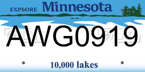 AWG0919 Minnesota License Plate