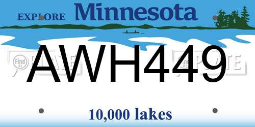 AWH449 Minnesota License Plate