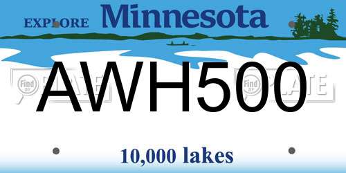 AWH500 Minnesota License Plate