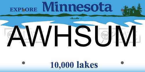 AWHSUM Minnesota License Plate