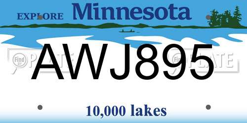 AWJ895 Minnesota License Plate