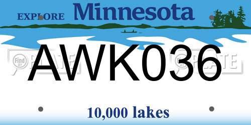 AWK036 Minnesota License Plate