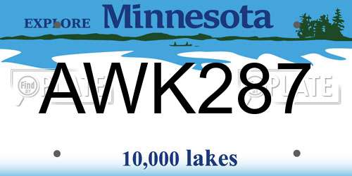 AWK287 Minnesota License Plate