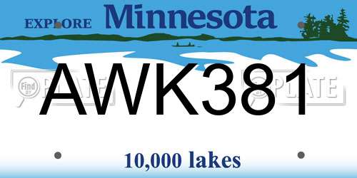 AWK381 Minnesota License Plate