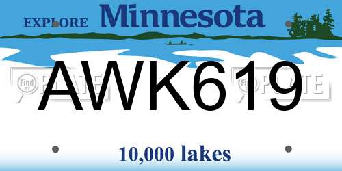 AWK619 Minnesota License Plate