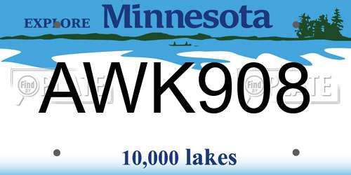 AWK908 Minnesota License Plate
