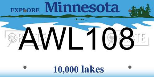 AWL108 Minnesota License Plate
