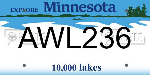 AWL236 Minnesota License Plate