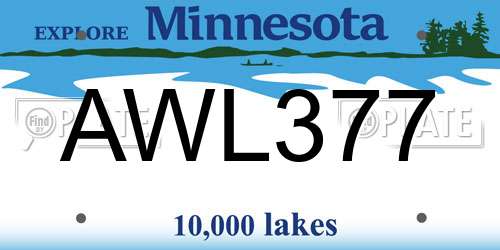 AWL377 Minnesota License Plate