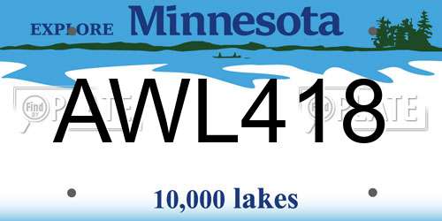 AWL418 Minnesota License Plate