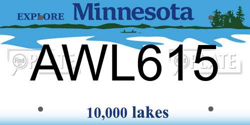AWL615 Minnesota License Plate