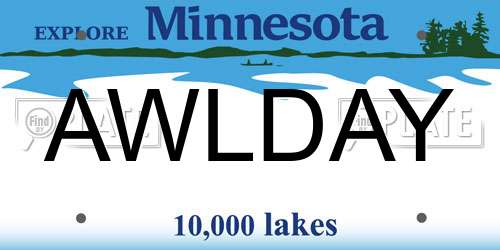 AWLDAY Minnesota License Plate