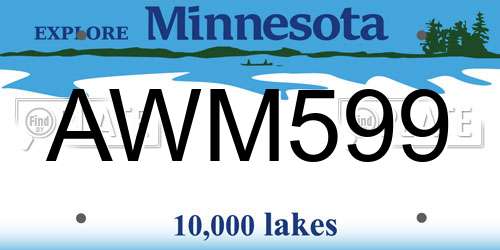 AWM599 Minnesota License Plate