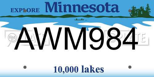 AWM984 Minnesota License Plate